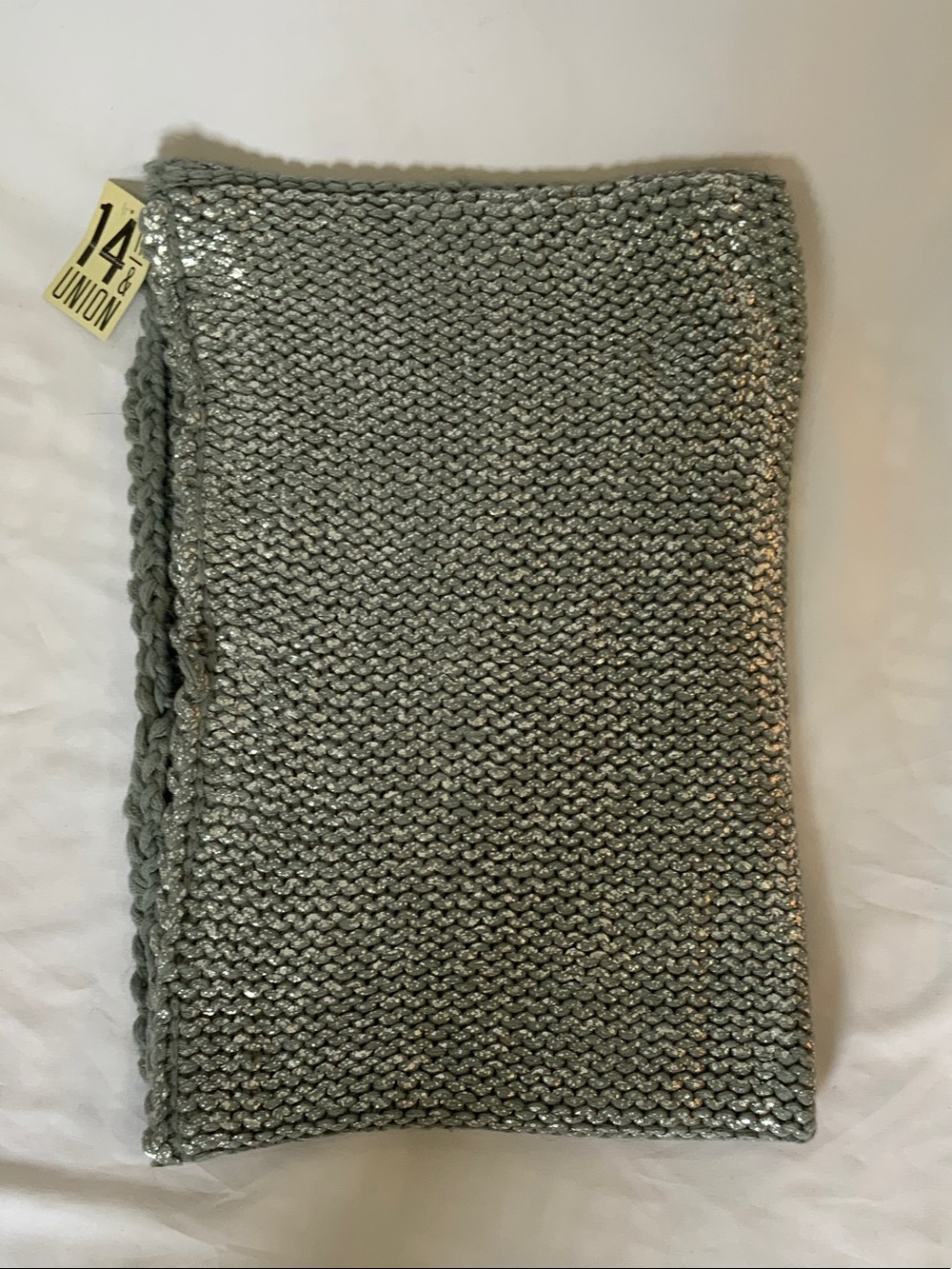 Chunky Metallic Silver Knit Scarf